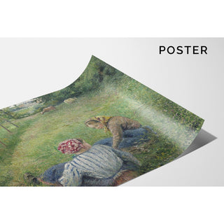Reproduction Jeunes paysannes se reposant dans les champs près de Pontoise - Camille Pissarro