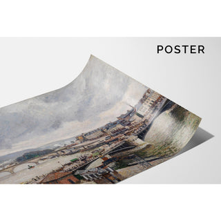 Reproduction Vue sur le grand pont, Rouen, Pluie - Camille Pissarro