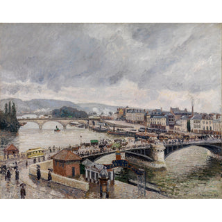 Reproduction Vue sur le grand pont, Rouen, Pluie - Camille Pissarro
