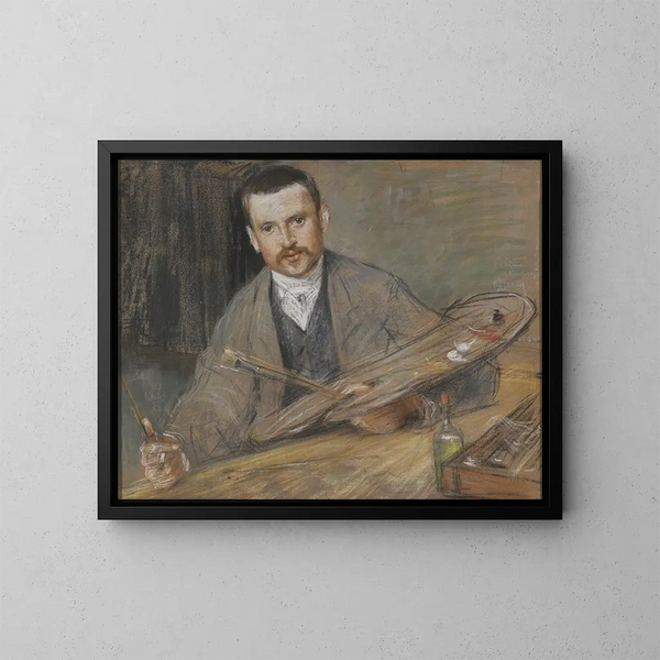 Johan Kindborg 1861-1907, taiteilija naimisissa puupiirtäjä Emy Edmanin kanssa - Richard Bergh — kehystetty taideteos seinällä