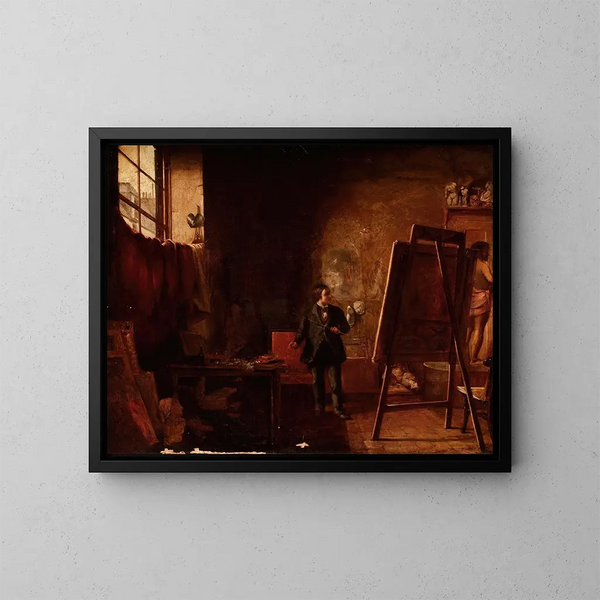 L'Atelier de l'artiste - Richard Caton Woodville — kehystetty taideteos seinällä