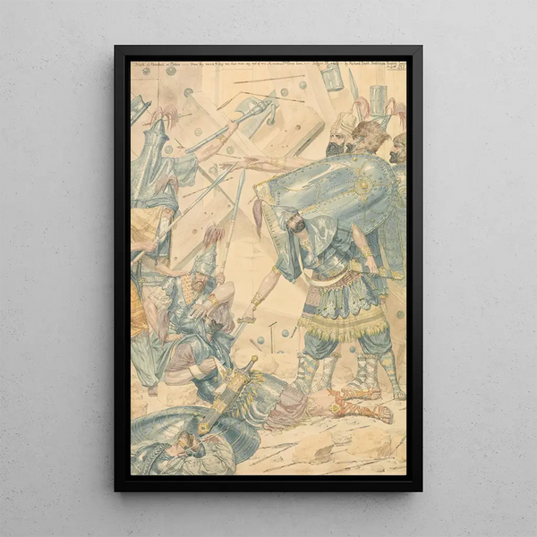 Abimelechin kuolema Thebeissä - Richard Dadd — kehystetty taideteos seinällä