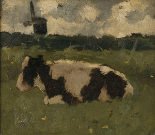 Lehmän lepoasennossa myllyn kanssa - Richard Nicolas Roland Holst — näkymä teoksesta
