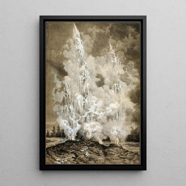 Yellowstonein geysir - Richard Norris Brooke — kehystetty taideteos seinällä
