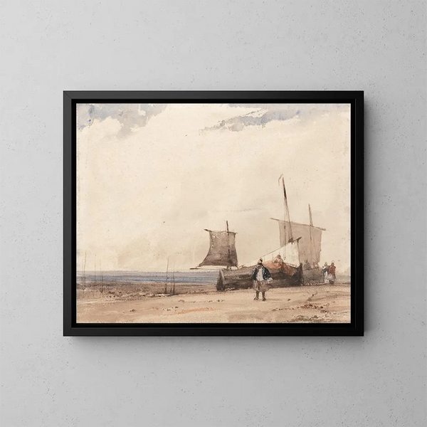 Rantamaisemakuva - Richard Parkes Bonington — kehystetty taideteos seinällä