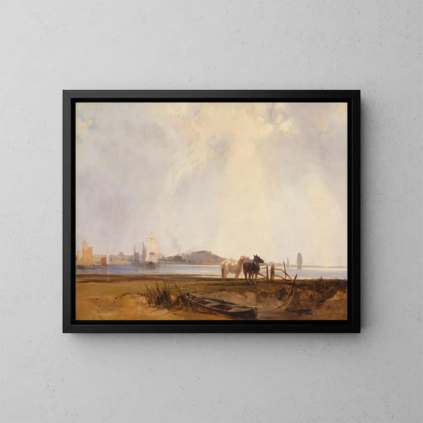 Maisema lähellä Quilleboeufia, Ranska - Richard Parkes Bonington — kehystetty taideteos seinällä