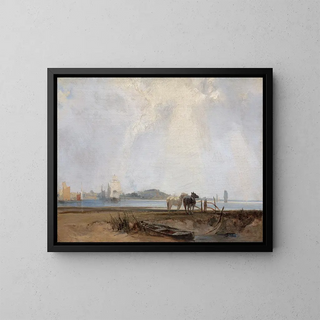 Près de Quillebeuf - Richard Parkes Bonington — kehystetty taideteos seinällä