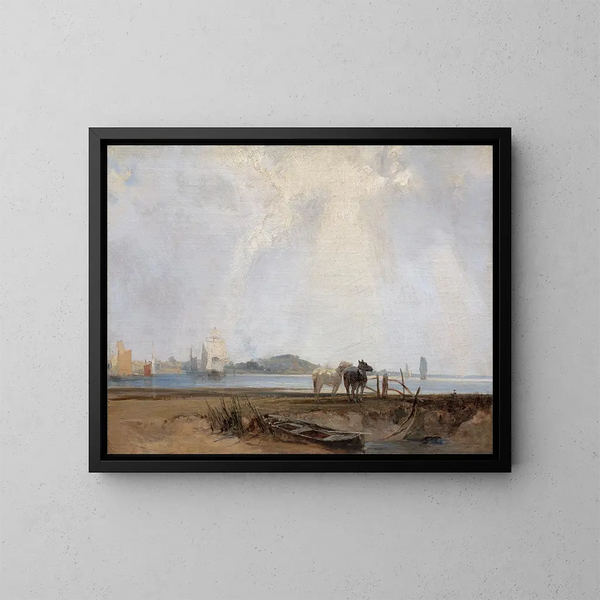 Près de Quillebeuf - Richard Parkes Bonington — kehystetty taideteos seinällä