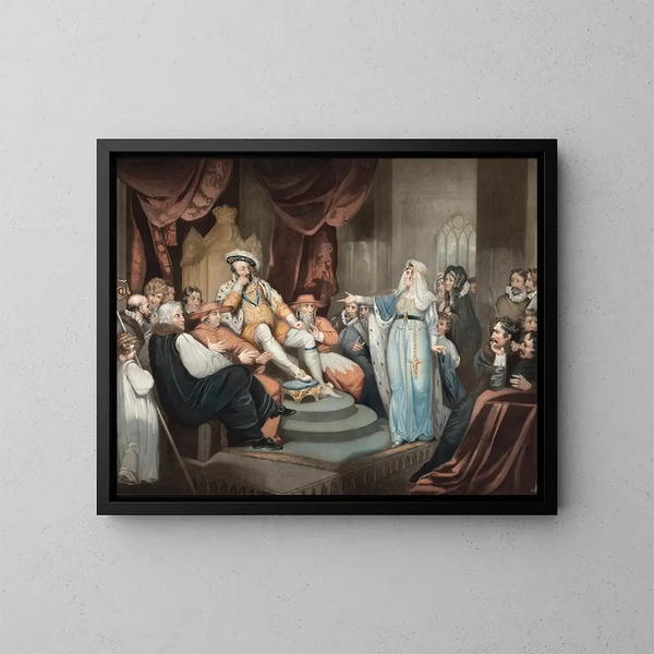 Catherine d'Aragon plaidant sa cause - Richard Westall — kehystetty taideteos seinällä