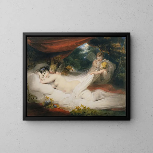 Nymphe et Cupidons - Richard Westall — kehystetty taideteos seinällä