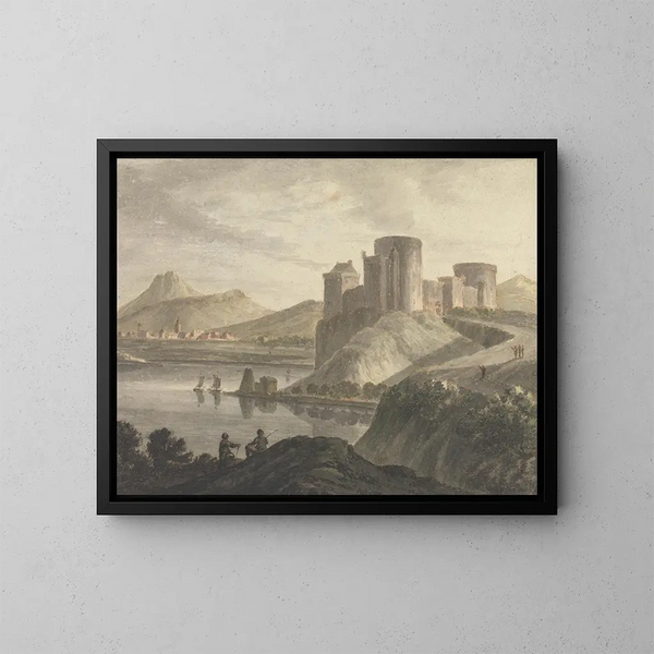 Château avec des figures dans un paysage classique - Robert Adam — kehystetty taideteos seinällä