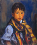 Poika ruutukuviollisessa huivissa - Robert Henri — näkymä teoksesta