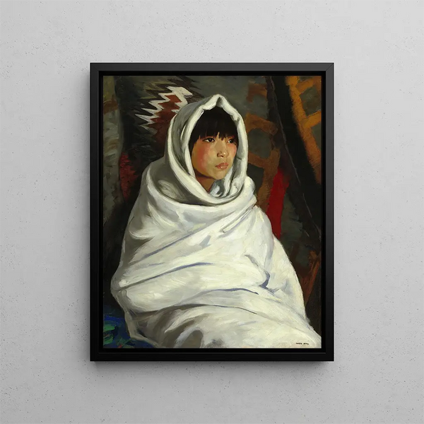 Fille indienne dans une couverture blanche - Robert Henri — kehystetty taideteos seinällä