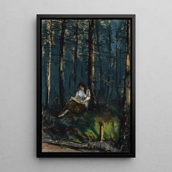 Le lecteur dans la forêt - Robert Henri — kehystetty taideteos seinällä