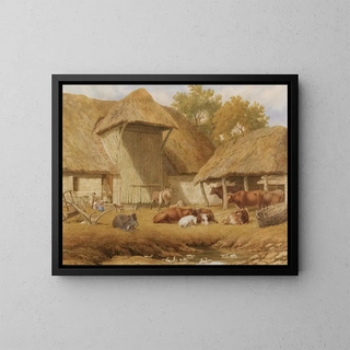 Robert Hills - Cattle resting beside farm buildings.webp