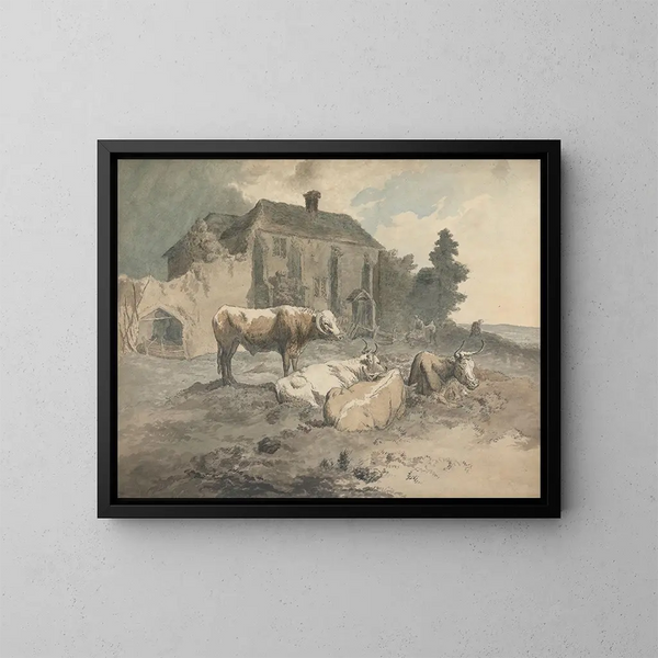 Bétail à longues cornes - Robert Hills — kehystetty taideteos seinällä