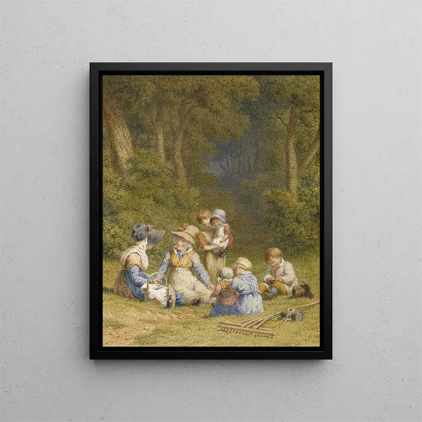 Le pique-nique des enfants - Robert Hills — kehystetty taideteos seinällä