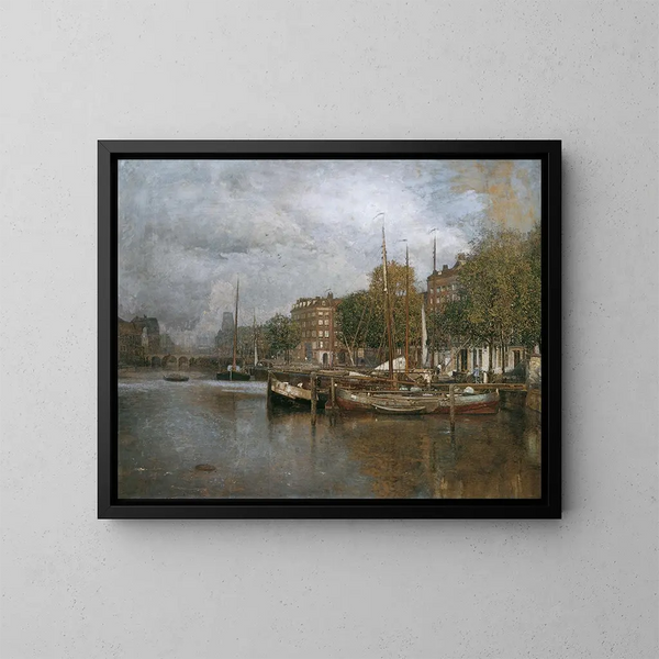 Canal à Rotterdam - Robert Russ — kehystetty taideteos seinällä