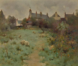 Ferme avec des moutons paissant - Robert Russell MacNee — näkymä teoksesta