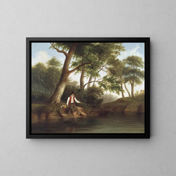 Miehen kalastamassa - Robert S. Duncanson — kehystetty taideteos seinällä