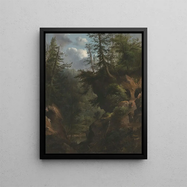 Les grottes - Robert S. Duncanson — kehystetty taideteos seinällä