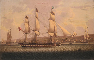 Robert Salmon - A ManOfWar Of The Red Squadron Departing The tail Of The Bank Anchorage On The Clyde.webp