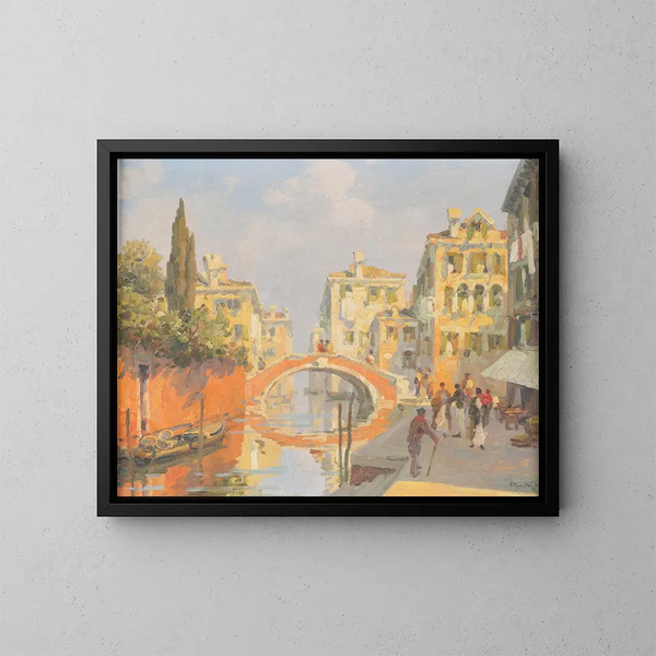 Canal à Venise - Roberto Iras Baldessari — kehystetty taideteos seinällä