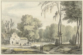 Roelant Roghman - Landschap met een reiswagen voor een boerderij.webp