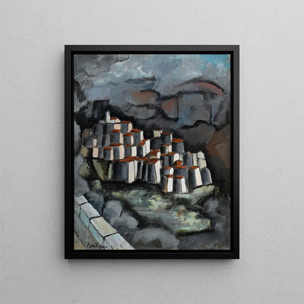 Ville française sur une colline - Roger de La Fresnaye — kehystetty taideteos seinällä