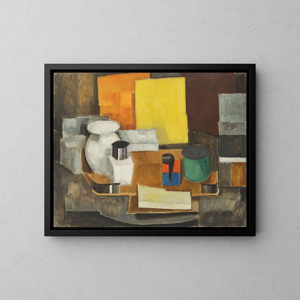 Luontokuvan still life neliön keltaisella - Roger de La Fresnaye — kehystetty taideteos seinällä