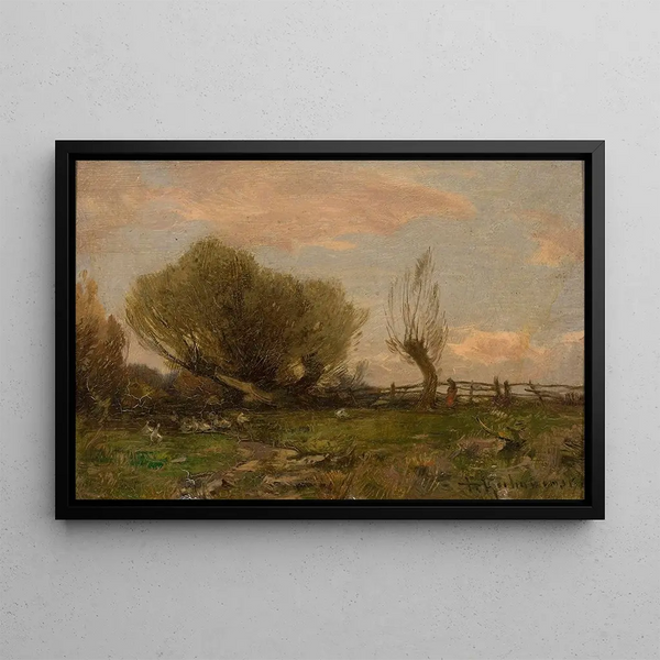 Maisemamaalaus auringonkukilla - Roman Kazimierz Kochanowski — kehystetty taideteos seinällä