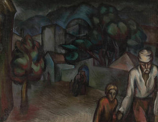 Roman Petrovi - City landscape with figures.webp