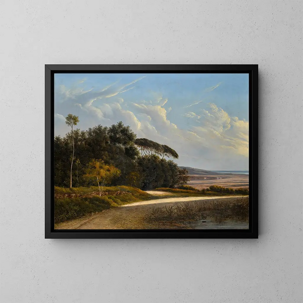 Une vue de la Campagne romaine avec l'aqueduc de Claude - Ecole de Rome — kehystetty taideteos seinällä