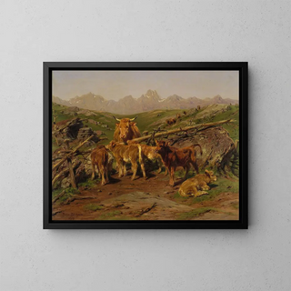 Sevrage des veaux - Rosa Bonheur — kehystetty taideteos seinällä