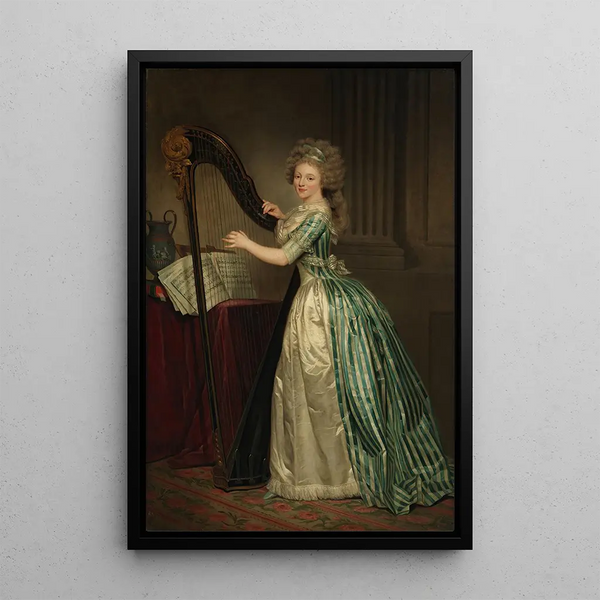 Autoportrait avec une harpe - Rose-Adélaïde Ducreux — kehystetty taideteos seinällä