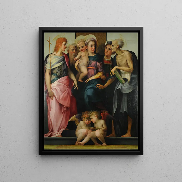 Conversation sacrée avec des anges musiciens - Rosso Fiorentino — kehystetty taideteos seinällä