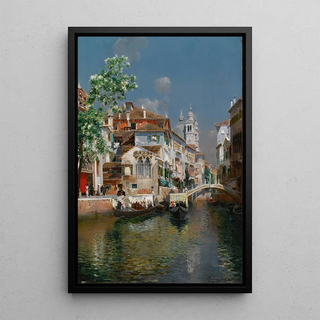 Rubens Santoro - Gondolas On A Venetian Canal Santa Maria Della Salute In The Distance.webp