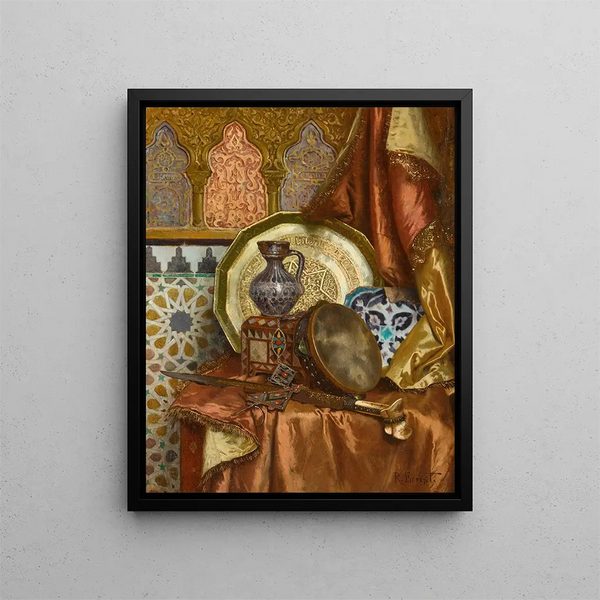 Une nature morte avec des objets marocains - Rudolf Ernst — kehystetty taideteos seinällä