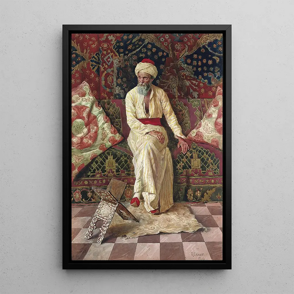 Un vieil homme pensif - Rudolf Ernst — kehystetty taideteos seinällä