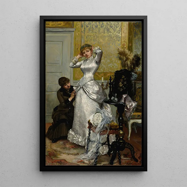 Morsiamen pukeutuminen - Rudolf Ernst — kehystetty taideteos seinällä