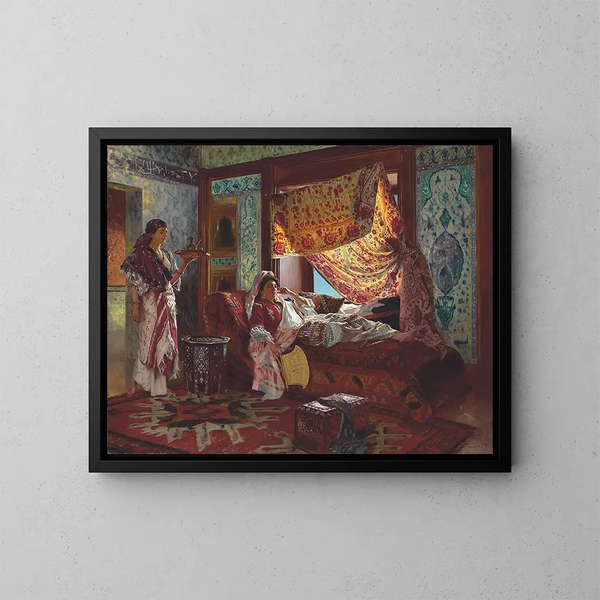Ottaa teetä haremissa - Rudolf Ernst — kehystetty taideteos seinällä