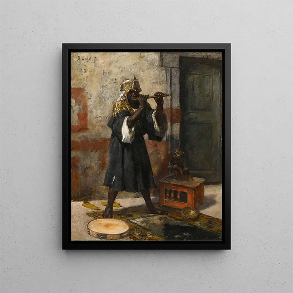 Le joueur de flûte - Rudolf Ernst — kehystetty taideteos seinällä