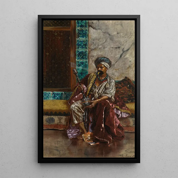 Narghileä polttava - Rudolf Ernst — kehystetty taideteos seinällä