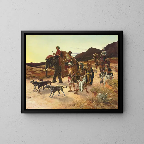 La Chasse au tigre - Rudolf Ernst — kehystetty taideteos seinällä