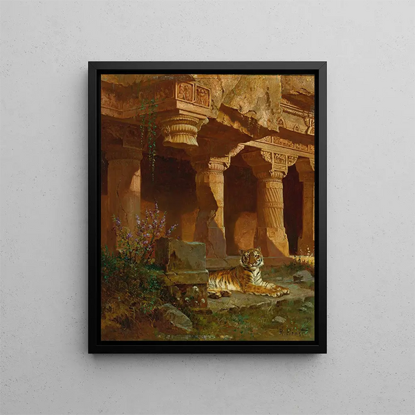 Tigre au Repos - Rudolf Ernst — kehystetty taideteos seinällä