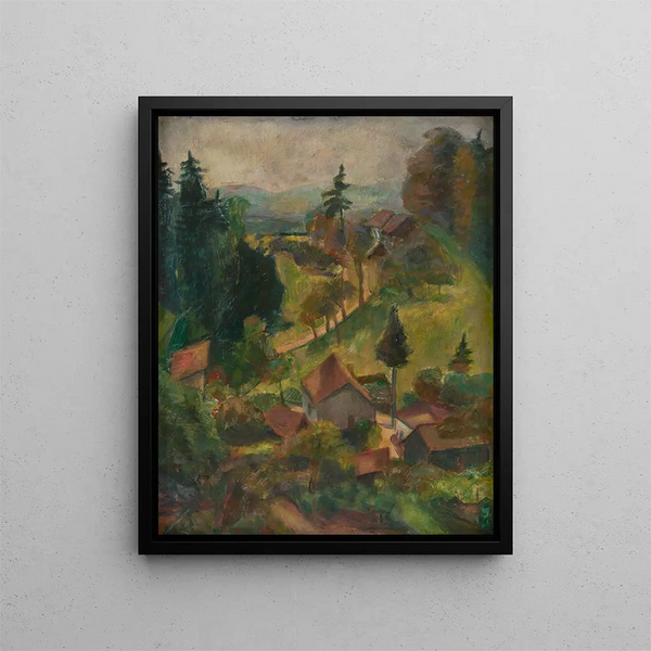 Paysage du Village - Rudolf Grossmann — kehystetty taideteos seinällä