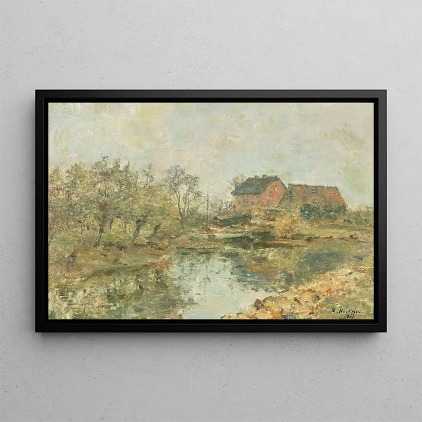 Rudolf Hckner - Bauerngehft mit Teich.webp