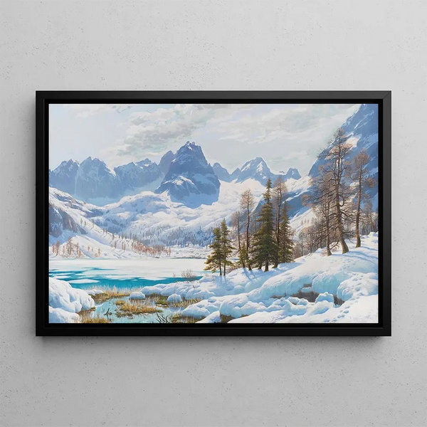 Seebensee-maalaus lähellä Ehrwaldia - Rudolf Reschreiter — kehystetty taideteos seinällä