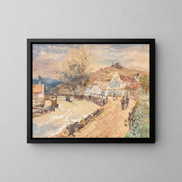 Motif de la Wachau avec la ruine de Dürnstein - Rudolf Weber — kehystetty taideteos seinällä