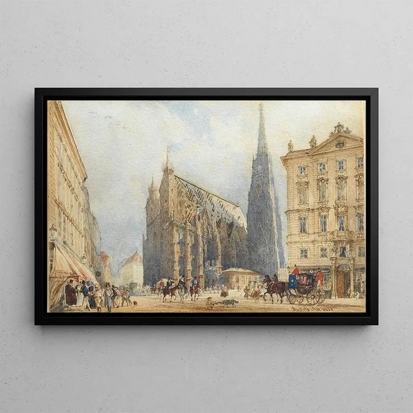 Stephansplatz-maalaus - Rudolf von Alt — kehystetty taideteos seinällä